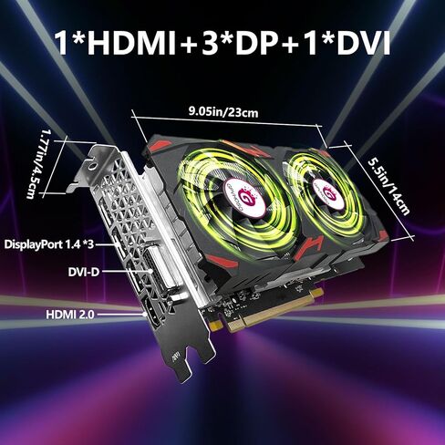 بطاقة رسومات RX 580 سعة 8 جيجابايت، 2048SP 1289 ميجاهرتز GDDR5 256 بت Radeon RX580 AMD GPU بطاقة فيديو مع مروحة تبريد مزدوجة، HDMI، 3*DP، مخرج DVI، بطاقة رسومات كمبيوتر 8K PCIE 3.0 لأجهزة الكمبيوتر المخصصة للألعاب in Kuwait