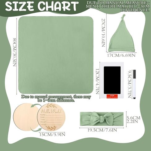 بطانية قماط للأطفال مع قبعة صغيرة متطابقة، وعصابة رأس، وعلامة إعلان الطفل مع وسادة حبر، وقماط حديثي الولادة لتلقي بطانيات ملفوفة للأطفال البنات والأولاد in Kuwait