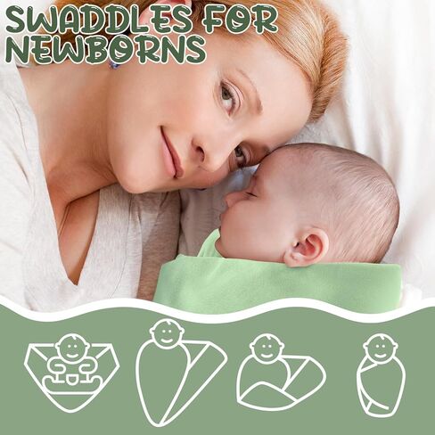 بطانية قماط للأطفال مع قبعة صغيرة متطابقة، وعصابة رأس، وعلامة إعلان الطفل مع وسادة حبر، وقماط حديثي الولادة لتلقي بطانيات ملفوفة للأطفال البنات والأولاد in Kuwait