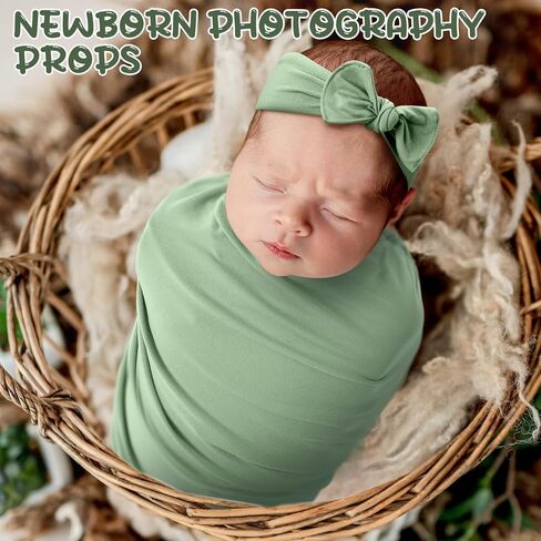 بطانية قماط للأطفال مع قبعة صغيرة متطابقة، وعصابة رأس، وعلامة إعلان الطفل مع وسادة حبر، وقماط حديثي الولادة لتلقي بطانيات ملفوفة للأطفال البنات والأولاد in Kuwait