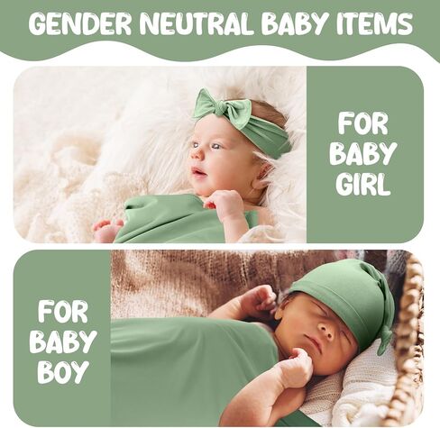 بطانية قماط للأطفال مع قبعة صغيرة متطابقة، وعصابة رأس، وعلامة إعلان الطفل مع وسادة حبر، وقماط حديثي الولادة لتلقي بطانيات ملفوفة للأطفال البنات والأولاد in Kuwait