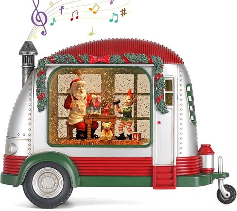 Christmas Snow Globe, RV Santa Claus Couples Scene Snow Globe, Glittering Lantern with Timer, Snow Globe Lantern USB or Battery Powered for Desktop Ornament, Christmas Decoration in Saudi Arabia