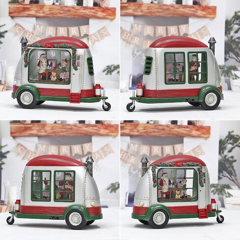 Christmas Snow Globe, RV Santa Claus Couples Scene Snow Globe, Glittering Lantern with Timer, Snow Globe Lantern USB or Battery Powered for Desktop Ornament, Christmas Decoration in Saudi Arabia