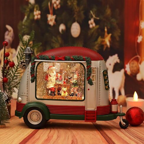 Christmas Snow Globe, RV Santa Claus Couples Scene Snow Globe, Glittering Lantern with Timer, Snow Globe Lantern USB or Battery Powered for Desktop Ornament, Christmas Decoration in Saudi Arabia