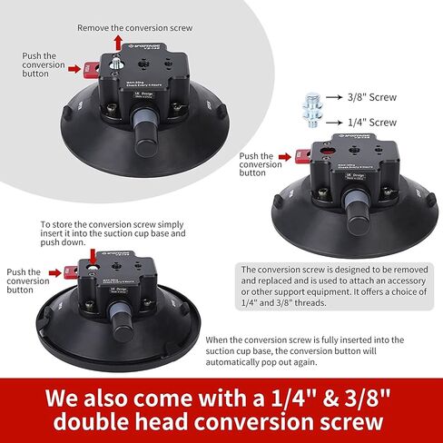 IFOOTAGE Vehicle Suction Cup VS-118, Camera Car Mount Payload 20KG, Remain 12 Hours Safe Attaching, 3/8" and 1/4" Threads, 3/8" and 1/4" Convertable Screw in Saudi Arabia