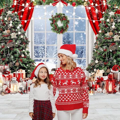 LYCGS 15X10ft Christmas Backdrop Christmas Window Backdrop for Photography Winter Snow Scene Xmas Tree Christmas Party Decoration Banner Christmas Photo Background X-171 in Saudi Arabia