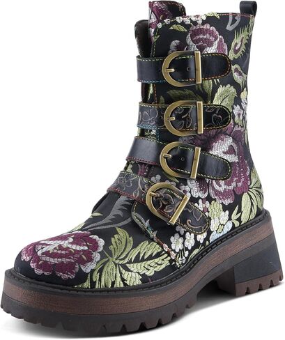 Spring Step L'Artiste Haruko Women's Statement Boot - Lugged Sole, Decorative Straps, Artistic Design in Saudi Arabia