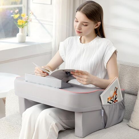 Reading Pillow for Gaming,Lap Desk Pillow for Laptop,Arm Rest Pillow for Reading, Working, Crocheting, Playing Steam Deck Switch or Sitting in Bed,Sofa in Saudi Arabia