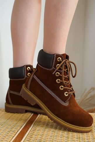 Cape Robbin Cow Suede Leather Slip-Resistant Ankle Boots Womens - Lace-Up Combat Boots - Water-Resistant Fall Moto Boots, Womens Winter Combat Boots (Alecia.A) in Saudi Arabia
