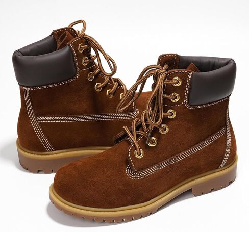 Cape Robbin Cow Suede Leather Slip-Resistant Ankle Boots Womens - Lace-Up Combat Boots - Water-Resistant Fall Moto Boots, Womens Winter Combat Boots (Alecia.A) in Saudi Arabia