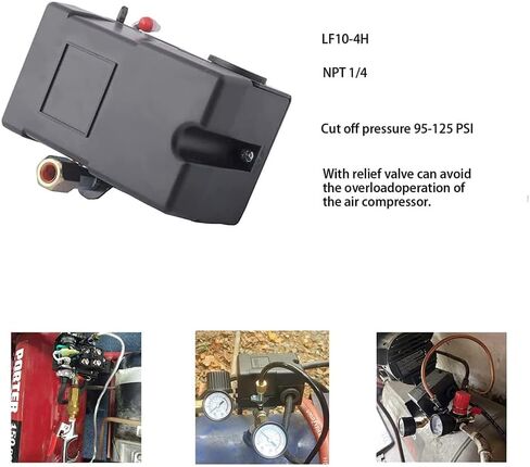 مفتاح الضغط LF10-4H، مفتاح ضغط ضاغط الهواء 4 منافذ، تحكم بديل NPT1/4 95-125 PSI 20A in Kuwait