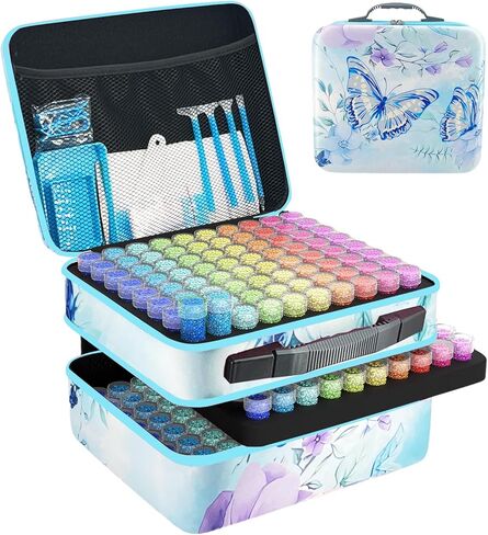 LIRUNQIU Diamond Painting Storage Containers, 240 Slots Diamond Painting Accessories and Tools for Diamond Art Organizer Case(Green) in Saudi Arabia