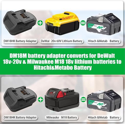 Battery Adapter for Hitachi 18V Battery & for Metabo HPT 18V Battery Cordless Tool Fit for DeWalt 20V Battery & for Milwaukee M18 18V Battery Use Convert for Metabo HPT 18V Slide Battery(Adapter Only) in Saudi Arabia