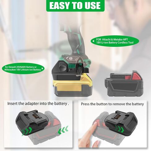Battery Adapter for Hitachi 18V Battery & for Metabo HPT 18V Battery Cordless Tool Fit for DeWalt 20V Battery & for Milwaukee M18 18V Battery Use Convert for Metabo HPT 18V Slide Battery(Adapter Only) in Saudi Arabia