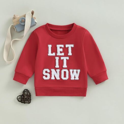 WZTYYDS Toddler Girl Christmas Sweatshirt Kids Letter Embroidery Long Sleeve Pullover Tops Fall Winter Clothes 1-6Y in Saudi Arabia