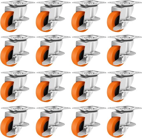 عجلات العجلات، مجموعة عجلات مقاس 7.62 سم ​​مكونة من 4 عجلات، عجلات شديدة التحمل مع فرامل، عجلات قفل بعجلات من البولي يوريثين، عجلات عجلات دوارة لعربات الأثاث، وعجلات طاولة العمل in Kuwait