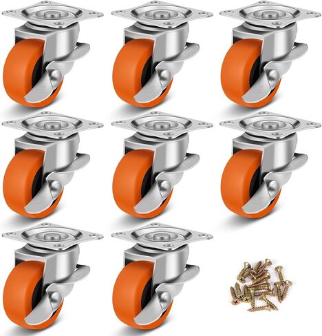 عجلات العجلات، مجموعة عجلات مقاس 7.62 سم ​​مكونة من 4 عجلات، عجلات شديدة التحمل مع فرامل، عجلات قفل بعجلات من البولي يوريثين، عجلات عجلات دوارة لعربات الأثاث، وعجلات طاولة العمل in Kuwait