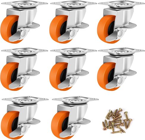 عجلات العجلات، مجموعة عجلات مقاس 7.62 سم ​​مكونة من 4 عجلات، عجلات شديدة التحمل مع فرامل، عجلات قفل بعجلات من البولي يوريثين، عجلات عجلات دوارة لعربات الأثاث، وعجلات طاولة العمل in Kuwait