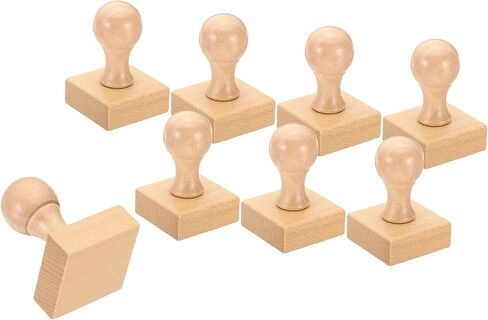 PATIKIL 35mm Stamp Wood Square Handle, 8 Pack Wooden Knobs Stamp Mounts Drawer Pulls for Stamp Making DIY Crafting Scrapbooking, Brown in Saudi Arabia