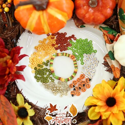 Megoogo Halloween Clay Beads Bracelet Making Kit, 2340 pcs Polymer Heishi Flat Round Beads with 145 pcs Charm Beads for Jewelry Making Kit Friendship Bracelets Making DIY Crafts in Kuwait