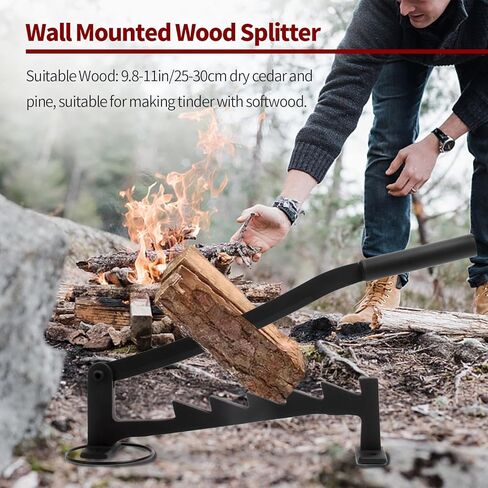 Ownsig Wall Mounted Firewood Splitter, Metal Kindling Splitter for Wood, Manual Portable Firewood Cutter for Indoor or Outdoor(Suitable for Dry Cedar and Pine) in Kuwait