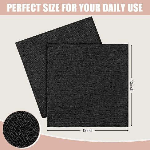 Kitinjoy 12 Pack Microfiber Cleaning Cloth(12 x 12 Inches, Black), Ultra Soft and Absorbent Cleaning Rags, Reusable and Non-Linting dust Removal Cleaning Cloths for Car, House, Kitchen in Saudi Arabia