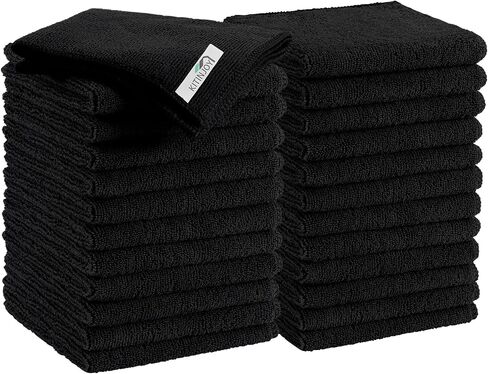Kitinjoy 12 Pack Microfiber Cleaning Cloth(12 x 12 Inches, Black), Ultra Soft and Absorbent Cleaning Rags, Reusable and Non-Linting dust Removal Cleaning Cloths for Car, House, Kitchen in Saudi Arabia