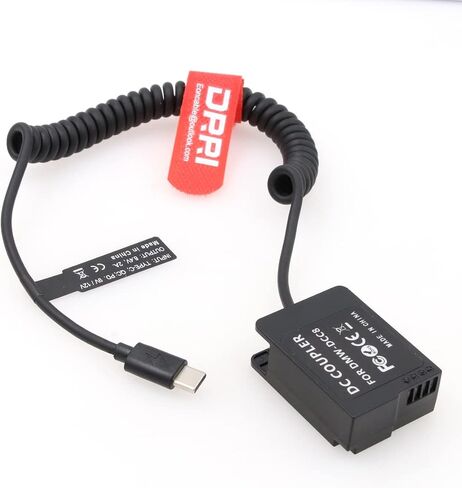 DRRI DMW-DCC8 Dummy Battery to USB C PD Power Cable for Lumix DMC-FZ300 FZ2000 FZ2500 DMC G5 in Saudi Arabia