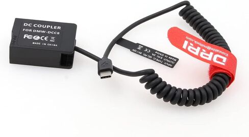 DRRI DMW-DCC8 Dummy Battery to USB C PD Power Cable for Lumix DMC-FZ300 FZ2000 FZ2500 DMC G5 in Saudi Arabia