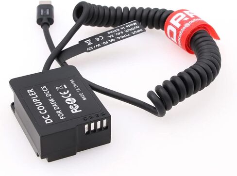 DRRI DMW-DCC8 Dummy Battery to USB C PD Power Cable for Lumix DMC-FZ300 FZ2000 FZ2500 DMC G5 in Saudi Arabia