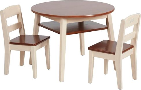 ECR4Kids Hideaway Table and Chair Set, Kids Furniture, Dark Walnut/Antique White, 3-Piece in Saudi Arabia