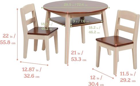 ECR4Kids Hideaway Table and Chair Set, Kids Furniture, Dark Walnut/Antique White, 3-Piece in Saudi Arabia