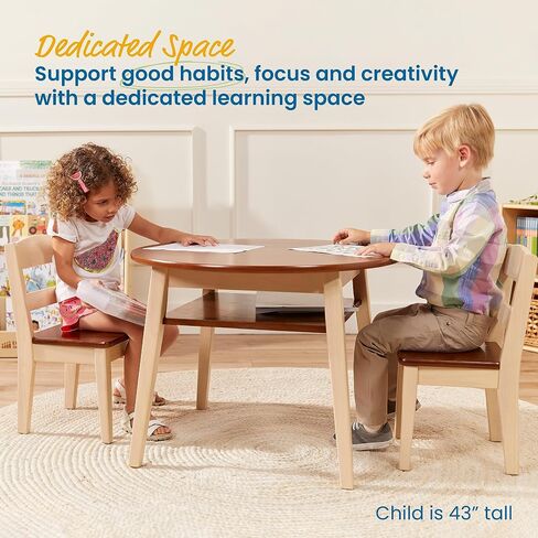 ECR4Kids Hideaway Table and Chair Set, Kids Furniture, Dark Walnut/Antique White, 3-Piece in Saudi Arabia