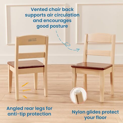 ECR4Kids Hideaway Table and Chair Set, Kids Furniture, Dark Walnut/Antique White, 3-Piece in Saudi Arabia
