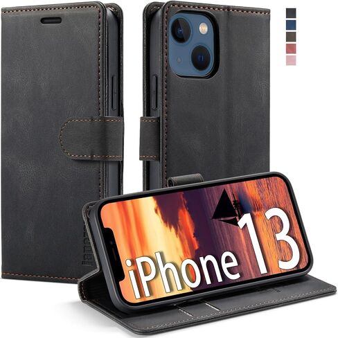 japezop Case for iPhone 13 5G, iPhone 13 Wallet Case with [RFID Blocking] Credit Card Slots Folio Magnetic Stand,Leather Flip Case Wallet for iPhone 13 5G 6.1 Inch (Coffee) in Kuwait