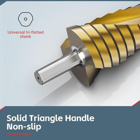 Step Drill Bit Set, 3Pcs Titanium Step Drill Bits, Metric 4mm to 32mm High Speed Steel Drill Cone Bits for Metal, Wood, PVC Hole Drilling Cutting, 6mm to 10mm Shank 2 Spiral Flute Step Drill Bit in Saudi Arabia