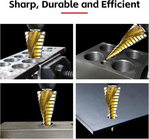 Step Drill Bit Set, 3Pcs Titanium Step Drill Bits, Metric 4mm to 32mm High Speed Steel Drill Cone Bits for Metal, Wood, PVC Hole Drilling Cutting, 6mm to 10mm Shank 2 Spiral Flute Step Drill Bit in Saudi Arabia