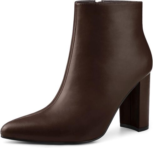 Perphy Pointed Toe Leather Boots Chunky High Heels Ankle Boots for Women in Saudi Arabia