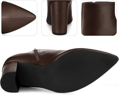 Perphy Pointed Toe Leather Boots Chunky High Heels Ankle Boots for Women in Saudi Arabia