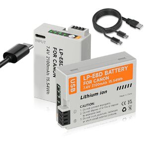 LP-E8 Battery 3 Pack Rebel T3i Battery LP-E8 USB Direct Charging Compatible with EOS Rebel T2i, T3i, T4i, T5i, 550D, 600D, 650D, 700D, Kiss X4, X5, X6i, X7i Cameras