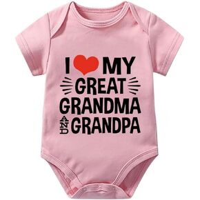 I Love My Great Grandma And Grandpa Newborn Girl Coming Home Outfit Short Sleeve Plain Onsies White Girls Onsie