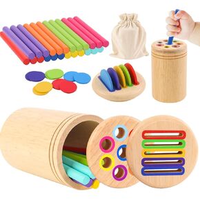 Montessori Toys for 3 Year Old: Wooden Color Sorting Sensory Toys for Toddlers 1-3, Educational Matching Game for Fine Motor Skills, Perfect Toddler Montessori Toys Gifts for Babies 18 Months+