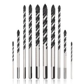 COMOWARE Masonry Drill Bit, 10 Pcs Concrete Drill Bit 1/8" to 1/2" Carbide Drill Bit Set for Tile Glass Brick Ceramic Cement Drill Bit for Pots