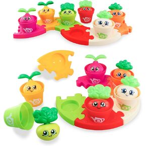Montessori Learning Toys for Toddlers 1 2 3 Years Puzzle & Plant Flower Pots Set, Color Sorting Matching Stacking Cups Toys Nesting Toddler Toys 1-3, Birthday Gifts 2 Year Old