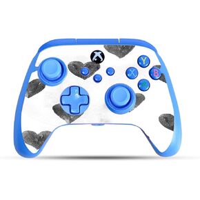 Glossy Glitter Gaming Skin Compatible with PowerA Xbox Series X|S Enhanced Wired Controller - Ink Hearts - Premium 3M Vinyl Protective Wrap Decal Cover | Crafted in The USA by MightySkins