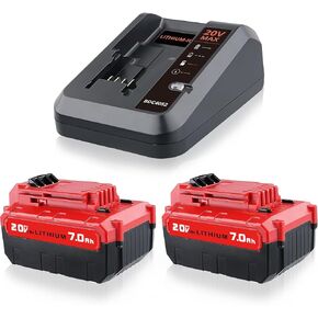 2Pack PCC685L 7.0Ah Replacement for Porter Cable 20v Battery & PCC692L Fast Charger Compatible with PCC680L PCC685LP PCC682L PCC681L PCC680LP Compatible with Porter Cable 20V Tools