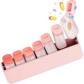 Weekly Pill Organizer 1 Time a Day - Travel Pill Box 7 Days, Large Medicine Pill Case Container for Daily Medication Vitamin Supplement Fish Oil, Portable Week Pills Organizers Holder Dispenser, Black