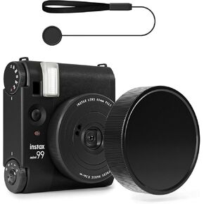 Rieibi Lens Cap for Fujifilm Instax Mini99, Fuji Mini Accessories for Fuji Instax Mini99 Lens Cover with Anti-Loss Rope, Anti-Scratches Aluminum Mini99 Lens Cap with Flocking Internal-Black