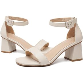 kkdom Glitter Design Tall Thick Heels for Women Open Toe Ankle Strap Chunky Heel Pump Sandals Party Wedding Strappy Buckle Shoes