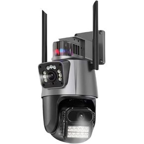 Andoer 2MP+2MP Wireless Monitor Camera Dual-Lens Wall Mount Smart WiFi Camera Waterproof Color Night Vision 2-Way Audio Humanoid Tracking PTZ Rotatable Wireless Security Camera for Home Office Outdoor